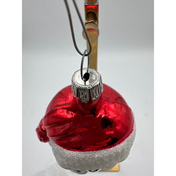 Vintage Mercury Glass Santa Claus Christmas Ornament Mica Red Silver White 4" - Picture 4 of 8